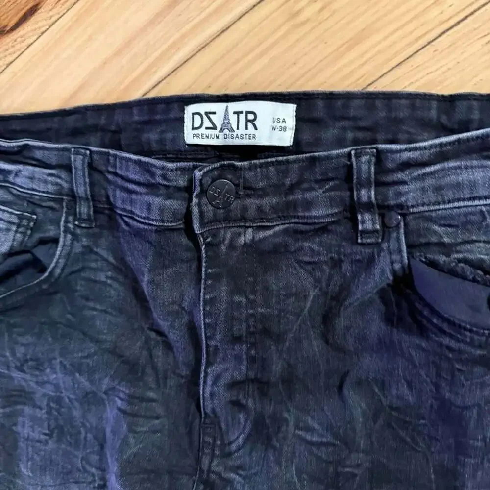 DSATR Premium Disaster Black Distressed Jeans Size 38
